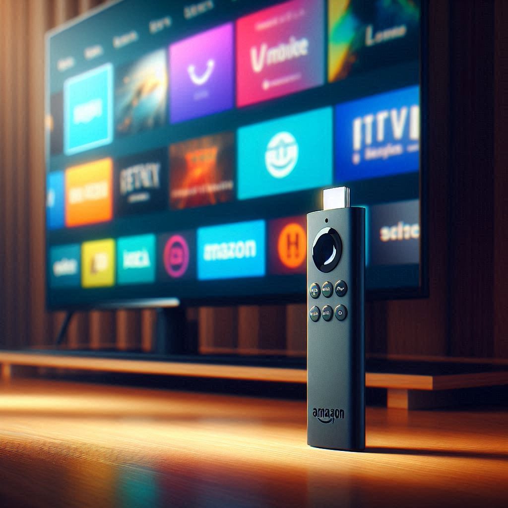 How to set up IPTV on Amazon Fire TV Stick in Canada - Firestick plugged into smart TV with streaming interface