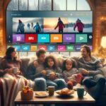 Canadian family watching IPTV on smart TV - affordable IPTV cost Canada streaming