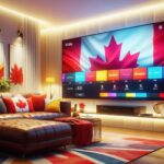 IPTV cost Canada - modern living room with TV streaming interface