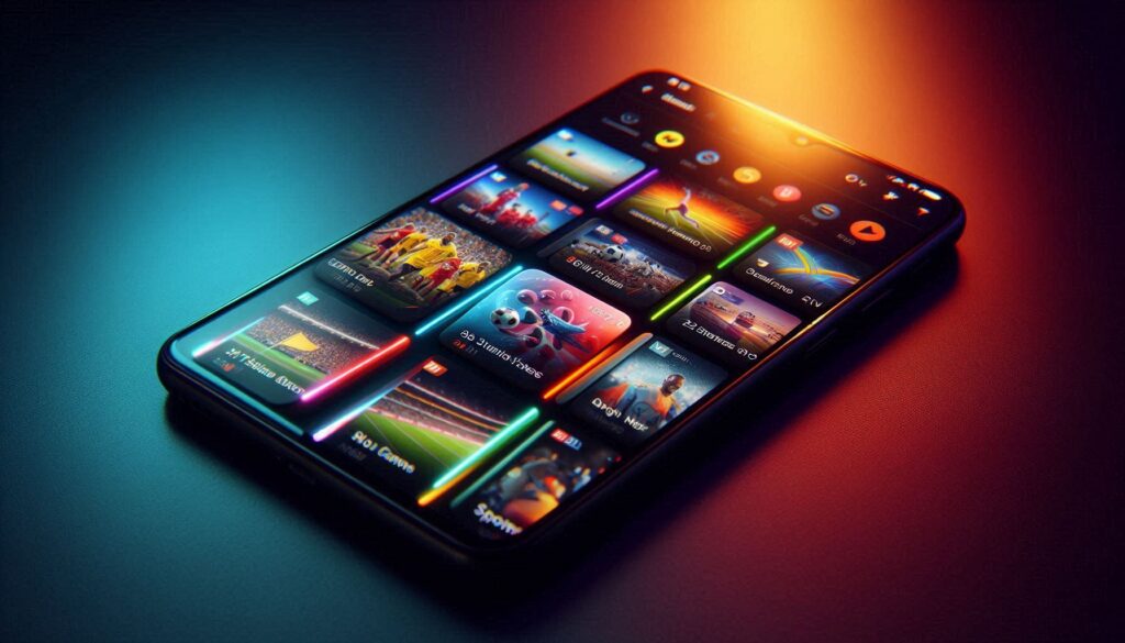 IPTV Smarters Pro app interface showing channel grid on smartphone