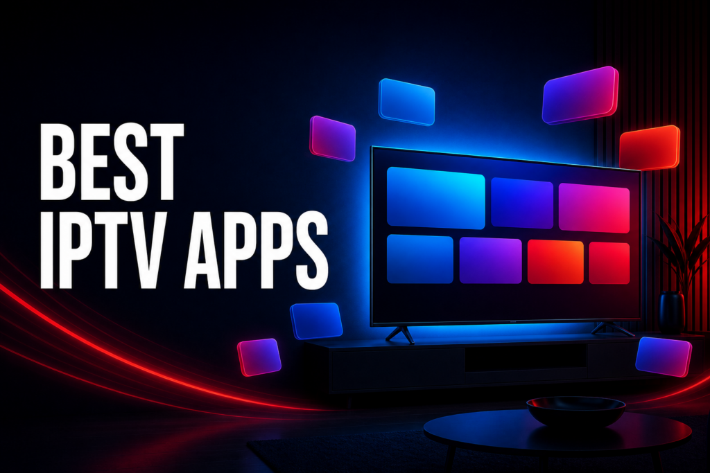 Best IPTV apps Canada comparison featured image with app tiles on TV