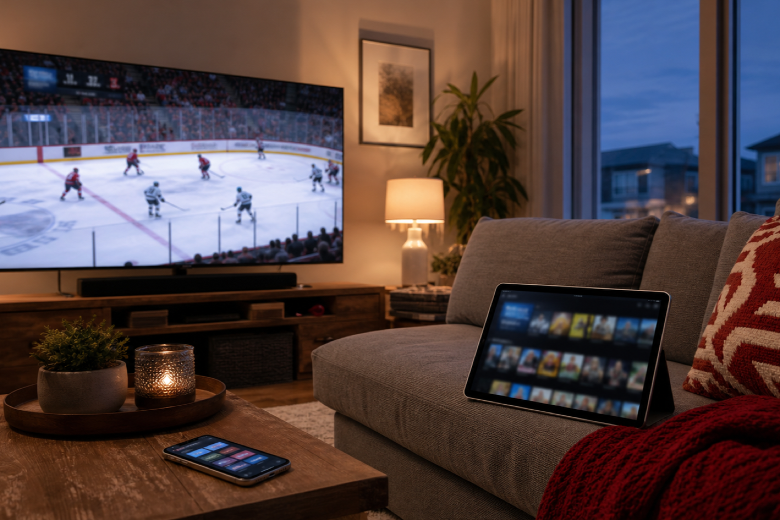 IPTV subscription Canada plans streaming on multiple devices in a living room